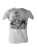 Muhammad Ali outwit them graphic on a white adult t-shirt.