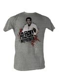 Muhammad Ali so bad graphic on a heathered grey adult t-shirt.