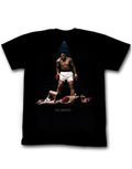Muhammad Ali over again graphic on a black adult t-shirt.
