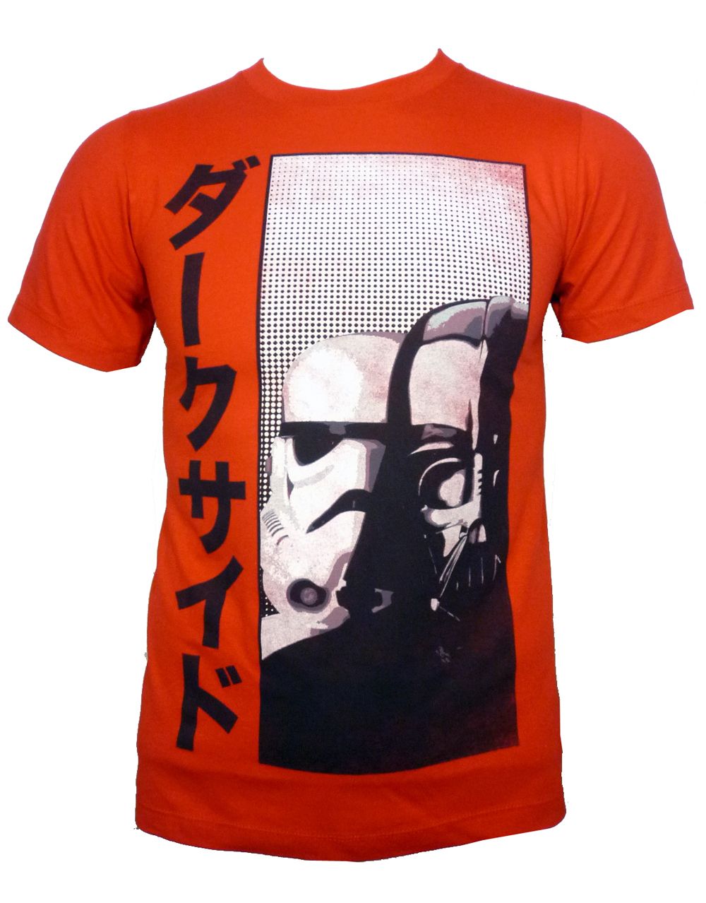 Darth Vader Stormtrooper graphic on a red adult t-shirt.