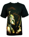 Boba Fett gun graphic on a black adult t-shirt.