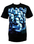 Stormtrooper cool blue graphic on a black adult t-shirt.