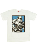Stormtrooper trading cards graphic on a white adult t-shirt.
