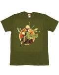 Boba Fett planet rock graphic on a green adult t-shirt.