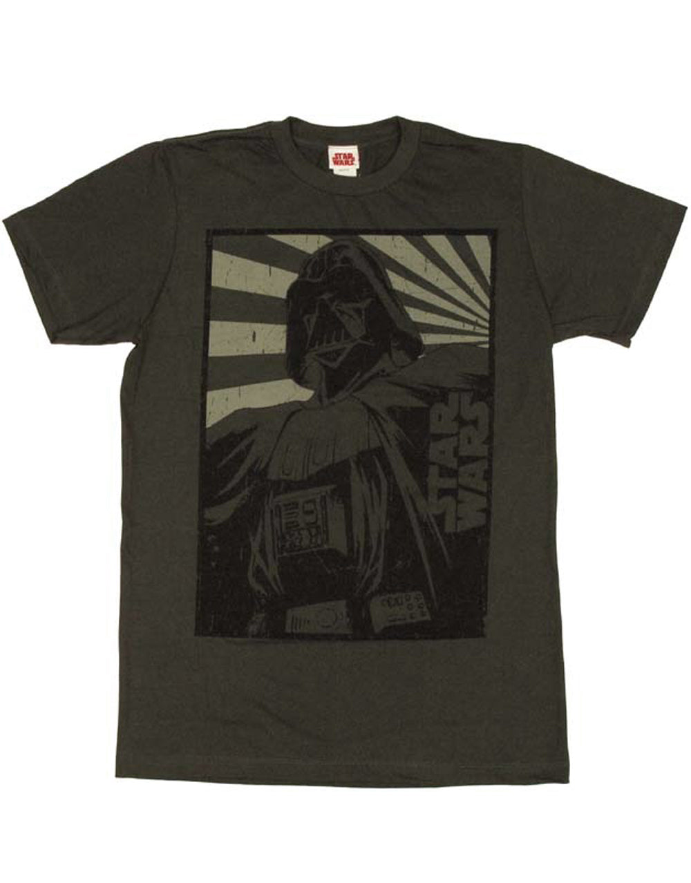 Darth Vader McDarthy graphic on a grey adult t-shirt.