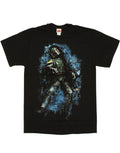 Boba Fett smashed Mandalorian graphic on a black adult t-shirt.
