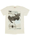 Darth Vader tie fighter graphic on a white adult t-shirt.