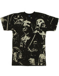 Darth Vader dark side awaits graphic on a black adult t-shirt.