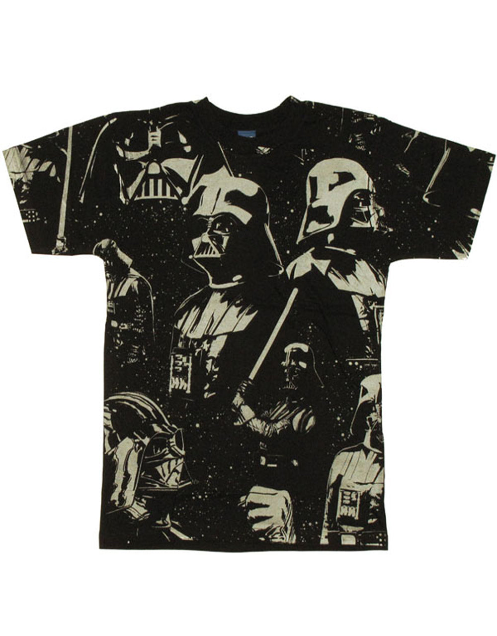 Darth Vader dark side awaits graphic on a black adult t-shirt.