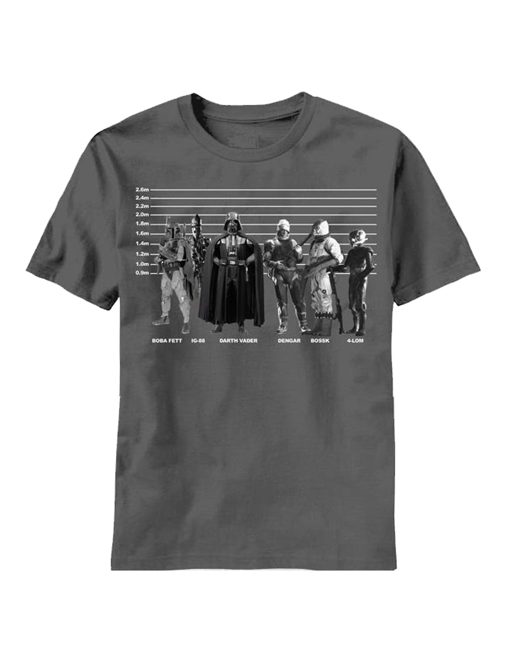 Star Wars bounty line graphic on a grey adult t-shirt.