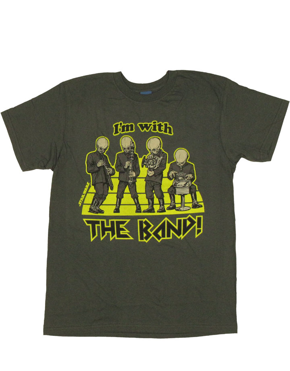 Star Wars the band graphic on a grey adult t-shirt.