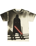 Darth Vader frozen battle graphic on a white adult t-shirt.