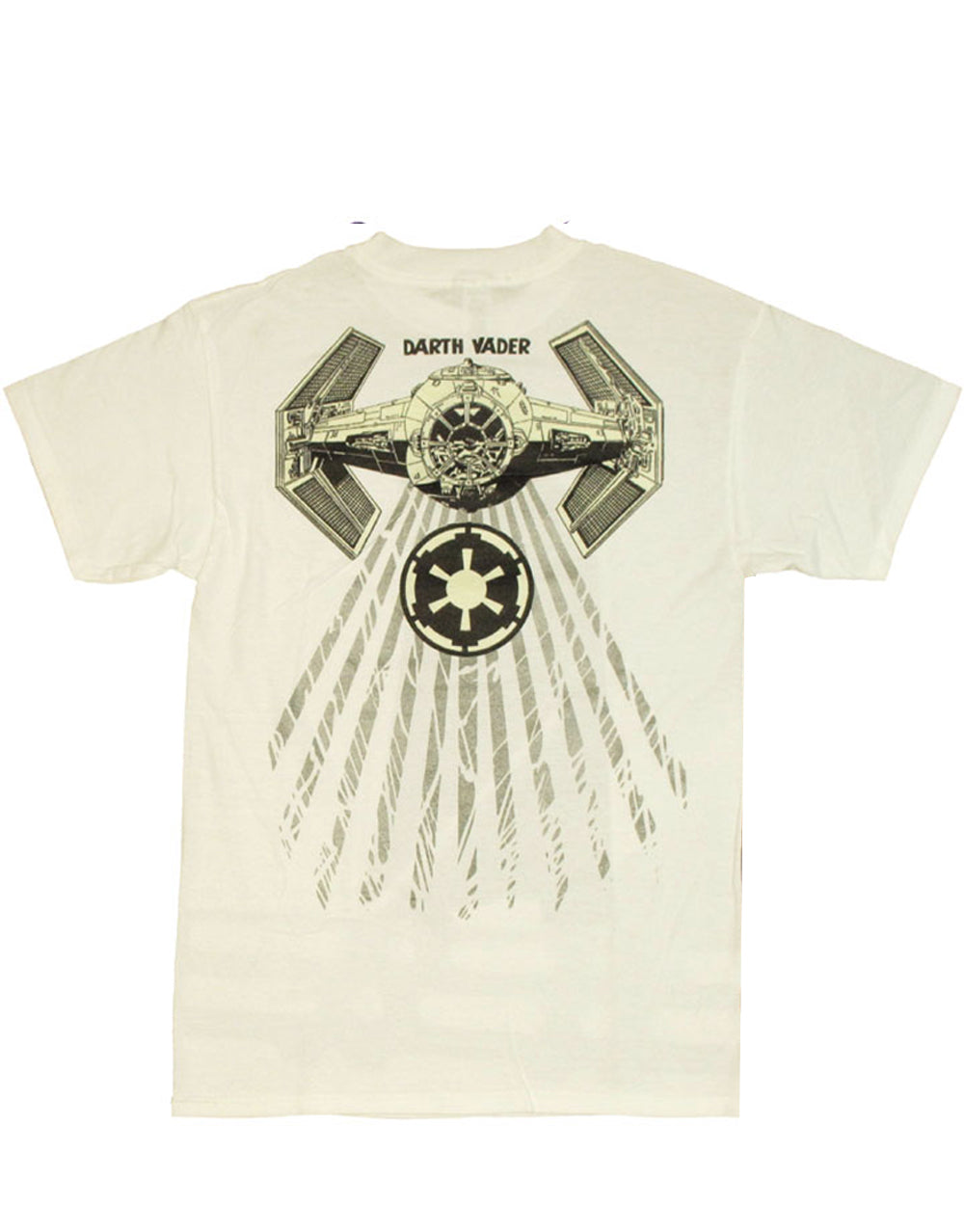 Darth Vader frozen battle graphic on a white adult t-shirt.