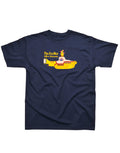 The Beatles Yellow Submarine graphic on a navy blue adult t-shirt.