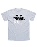 The Beatles band graphic on a grey adult t-shirt.