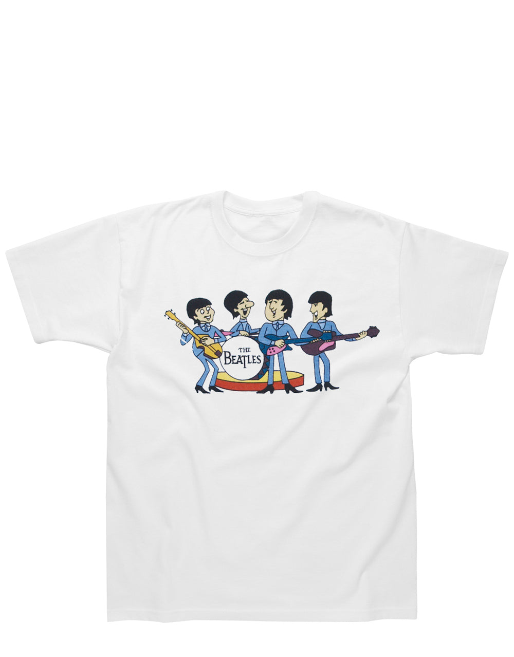 The Beatles cartoon graphic on a white kids t-shirt.