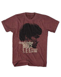Bruce Lee Los Angeles 1960 vintage graphic on a heathered maroon adult t-shirt.