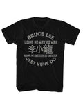 Bruce Lee no limitation jeet kune do graphic on a black adult t-shirt.