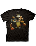 The Big Lebowski bowling crew "Rollers" photo graphic on a black adult t-shirt.