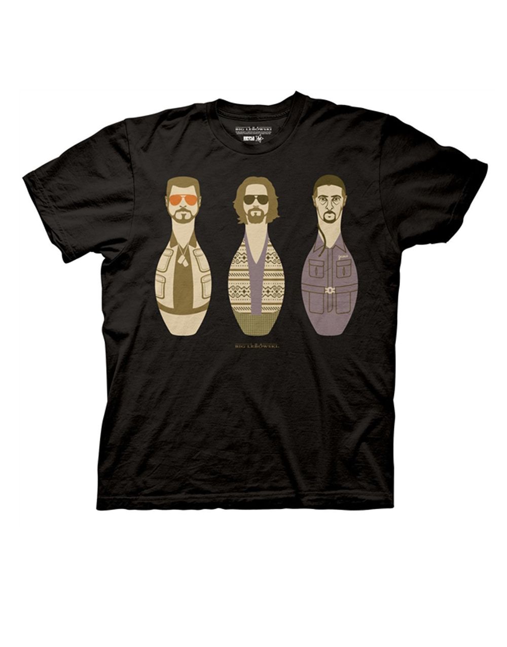 The Big Lebowski "El Duderino" signature text design on a black adult tee.
