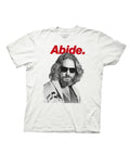 The Big Lebowski "Adide Dude" logo parody graphic on a white adult t-shirt.