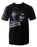The Blues Brothers brothers graphic on a black adult t-shirt.