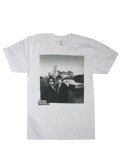 The Blues Brothers hip graphic on a white adult t-shirt.