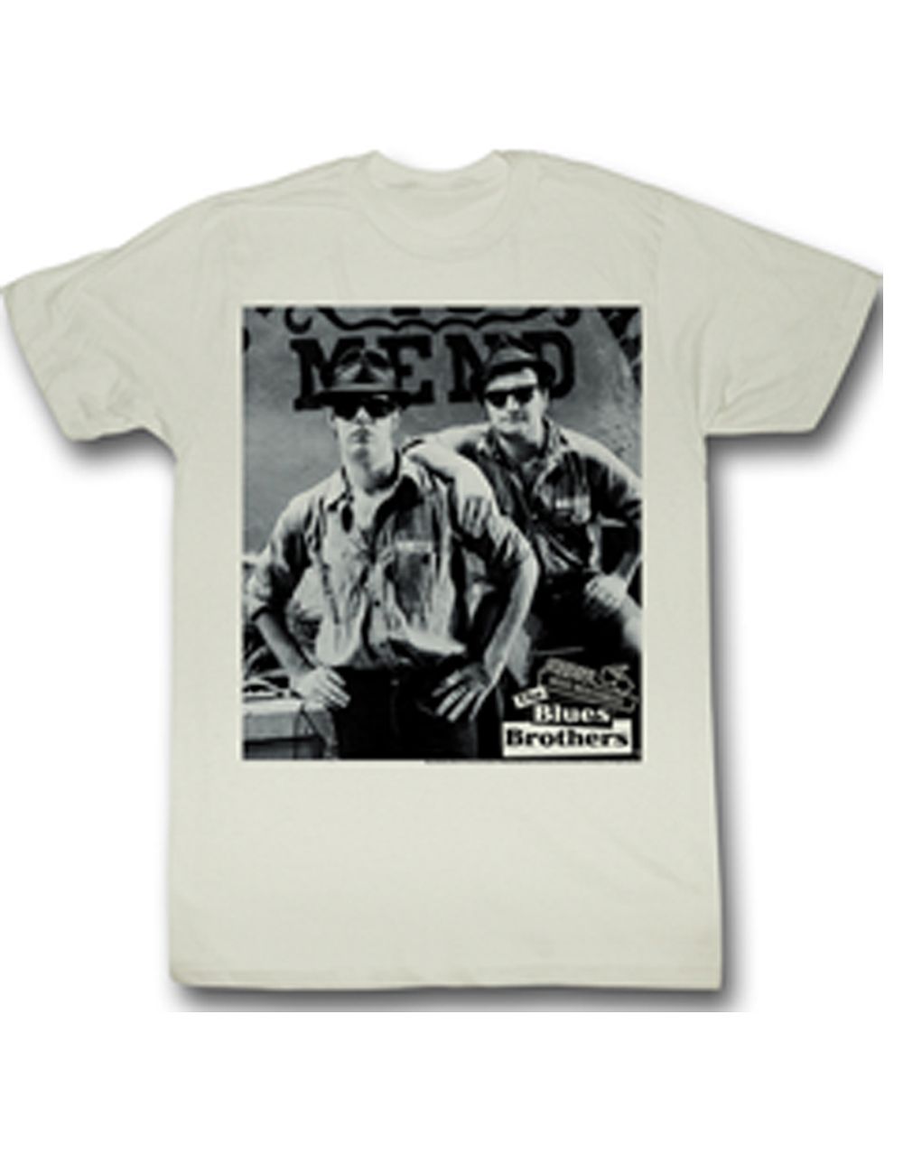 The Blues Brothers classic bro graphic on a french vanilla adult t-shirt.