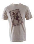 The Dark Knight artsy Joker card graphic on a cream adult t-shirt.