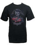 The Dark Knight people will die graphic on a black adult t-shirt.