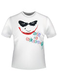 The Dark Knight too serious graphic on a white adult t-shirt.