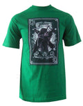 The Dark Knight quid graphic on a green adult t-shirt.
