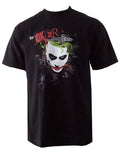 The Dark Knight card and dagger graphic on a black adult t-shirt.