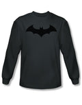 Hush logo graphic on a charcoal adult long sleeve top.