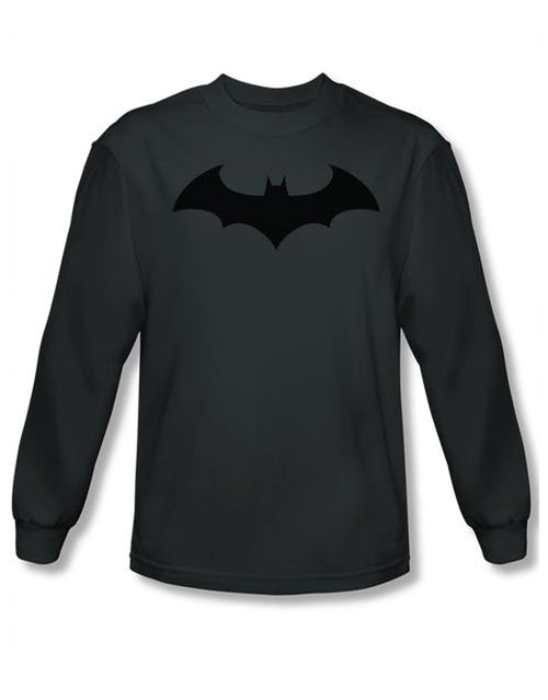 Hush logo graphic on a charcoal adult long sleeve top.