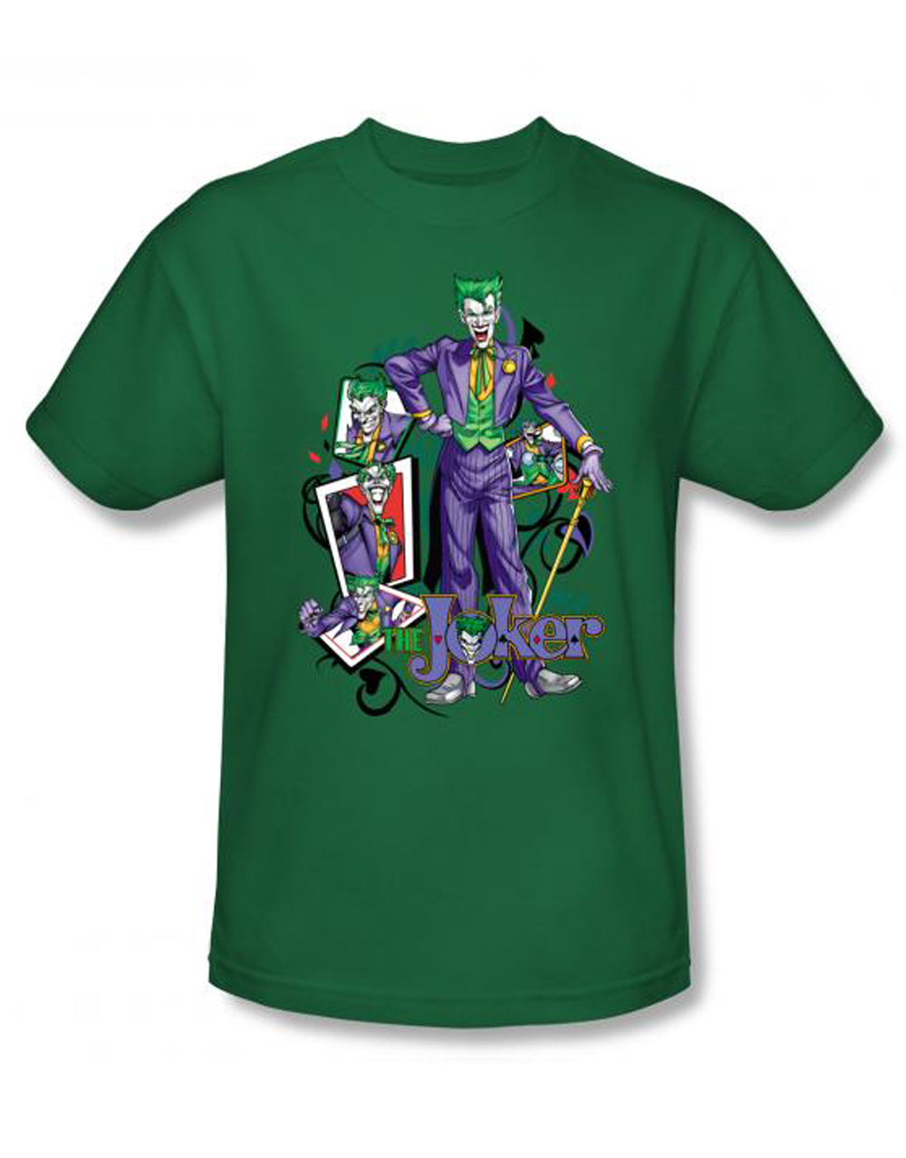 Wild card graphic on a green adult t-shirt.