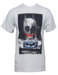 Dark Knight the dork knight graphic on a grey adult t-shirt.