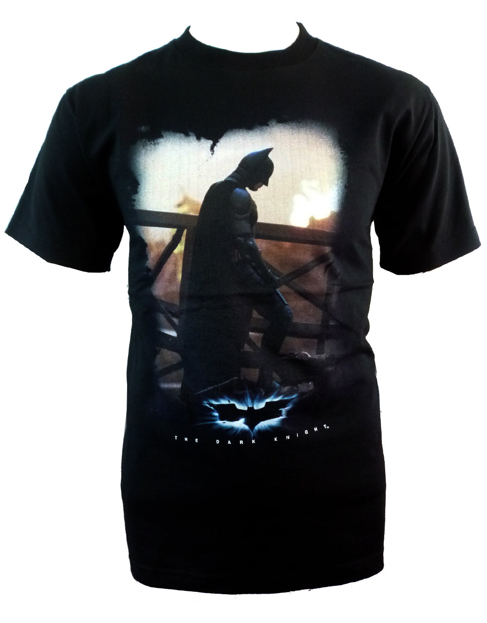 Dark Knight from the ashes graphic on a black adult t-shirt.
