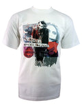 The Dark Knight Joker fun graphic on a white adult t-shirt.