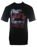 The Dark Knight everything burns graphic on a black adult t-shirt.