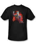 Joker's ave graphic on a black adult t-shirt.