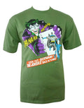 Joker 251 distressed graphic on a green adult t-shirt.