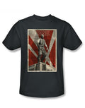 ane rooftop poster graphic on a charcoal grey adult t-shirt.