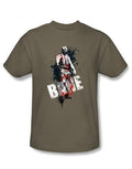 Art splatter safari graphic on a green adult t-shirt.