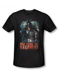 Dark Knight darkness graphic on a black adult t-shirt.