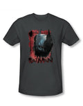 Dark Knight fear me graphic on a charcoal grey adult t-shirt.