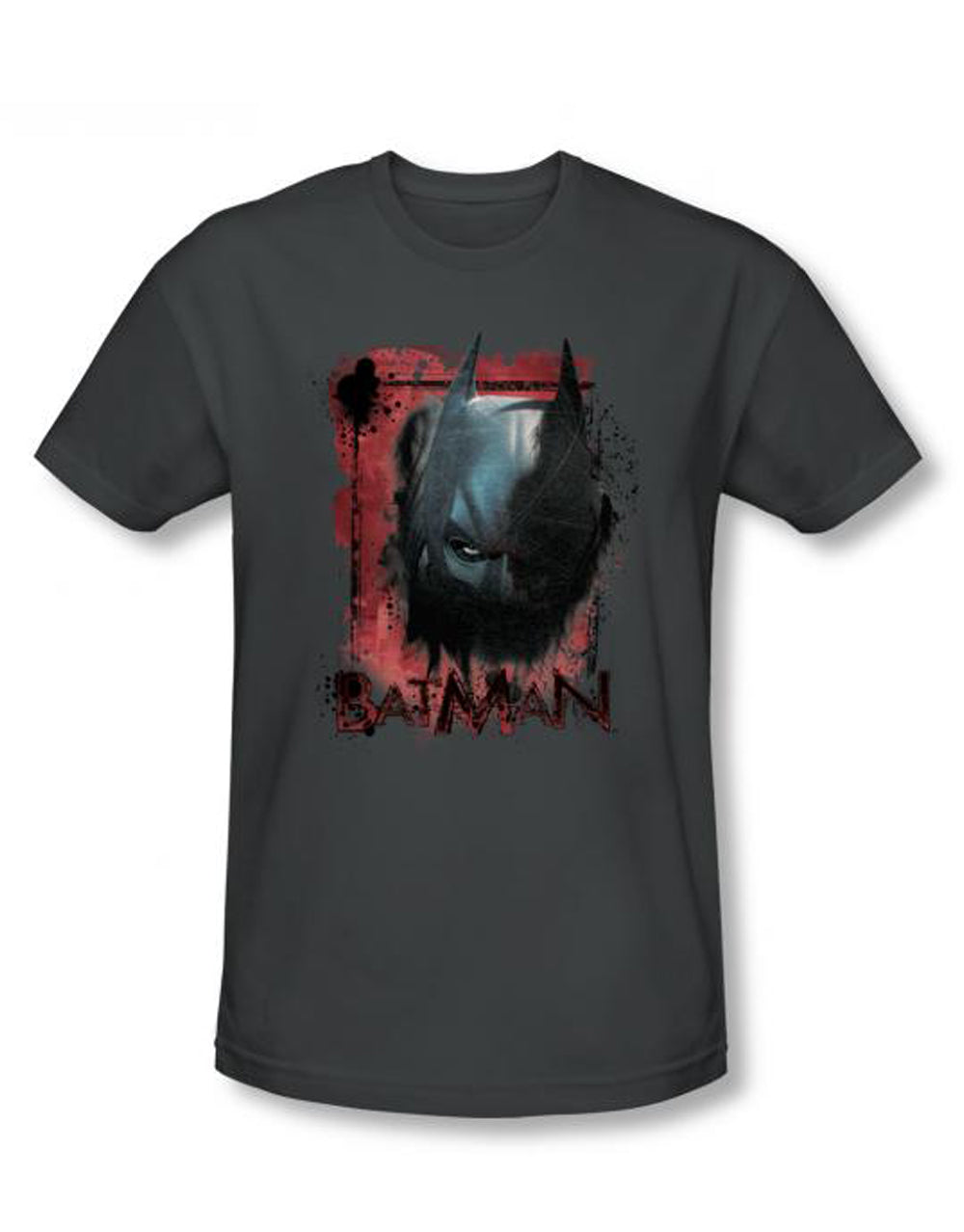 Dark Knight fear me graphic on a charcoal grey adult t-shirt.