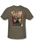 Batman Dark Knight safari graphic on a green adult t-shirt.