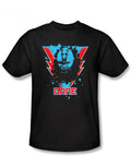 Dark Knight Bane mask lightning graphic on a black adult t-shirt.
