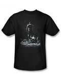 Dark Knight movie poster graphic on a black adult t-shirt.